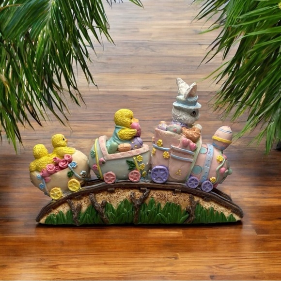 VINTAGE Easter Bunny & Chick Train Figurine – Pastel Spring Decor - Picture 3 of 11